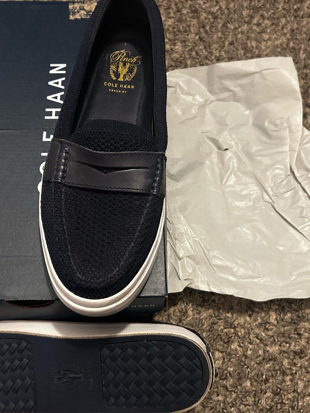 Cole Haan Navy Knit Slip-On Penny Loafer , women size 7 - Picture 6 of 7